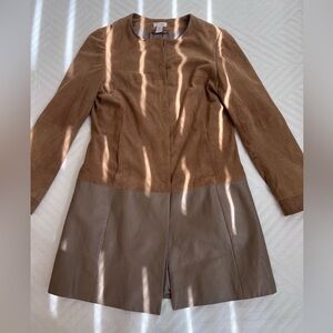 Chico’s Women’s Genuine Leather Brown Buttoned Full Sleeve Jacket 0 US S/4